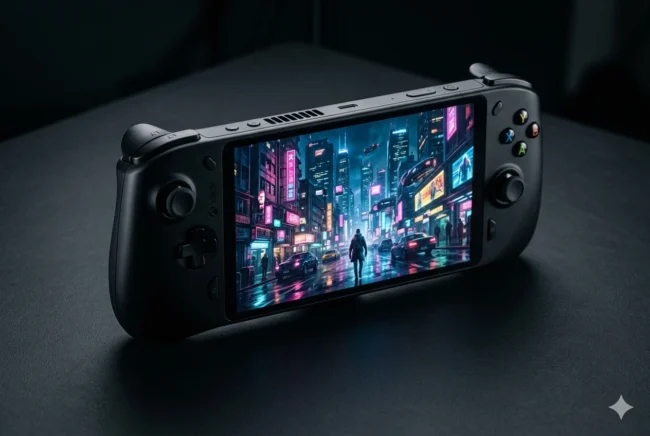 Concept render of the upcoming ASUS ROG Ally 2 handheld console powered by the Ryzen Z2 Extreme APU.