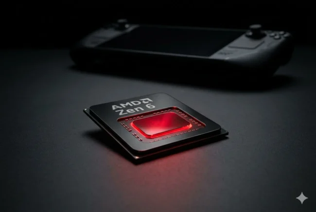 Concept visual of the upcoming Steam Deck 2 powered by an advanced off-the-shelf AMD Zen 6 processor.