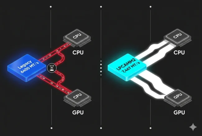 Technical infographic illustrating how Unified Memory Architecture (UMA) creates a bandwidth bottleneck during heavy console emulation.